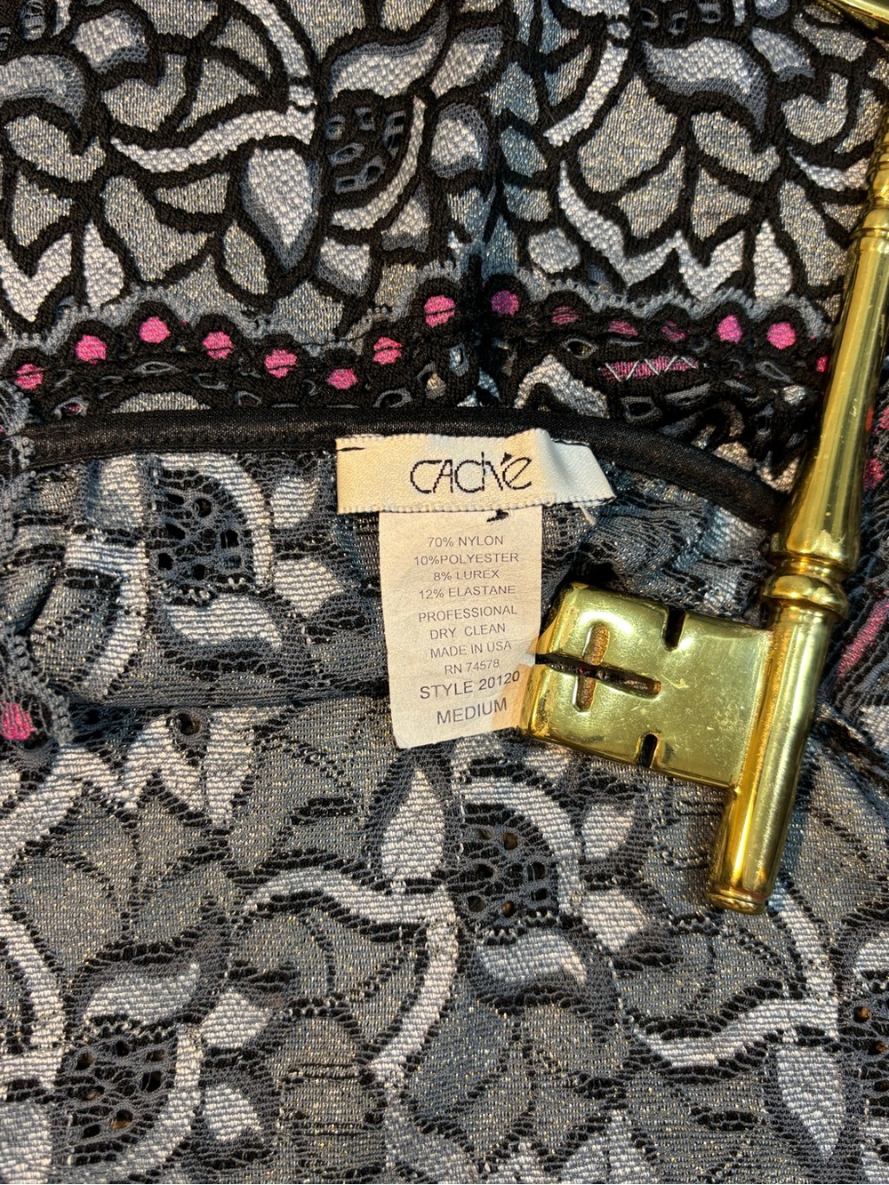 ✨Vintage Y2K Caché Silver & Pink Floral Lace Square Neck Layered Cami✨ - Picture 7 of 7